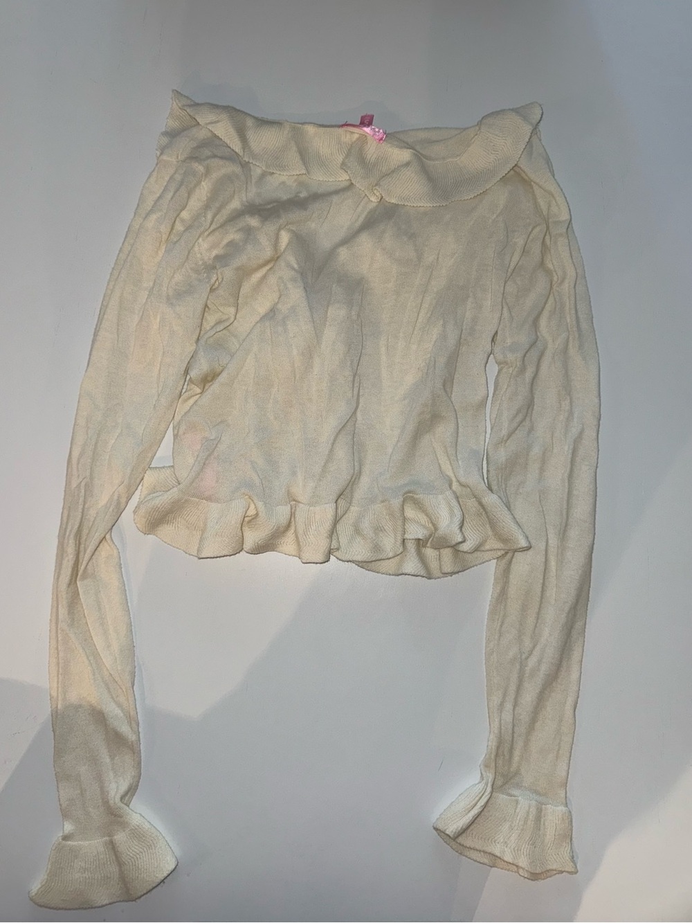 Dolls Killz Cream Ruffle Cardigan Sweater - Picture 3 of 3